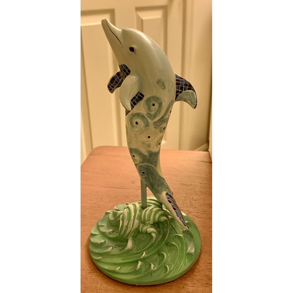 2003 Dolphins Around Town Beach Statue 8" Hard to Find #13513 Oceans Blue Dolphi